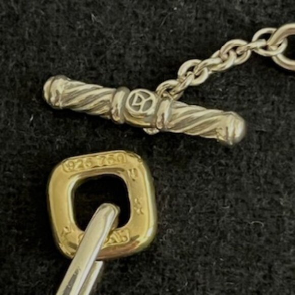 David Yurman Sterling Silver and 18K yellow gold Figaro Chain Link Necklace - Picture 6 of 10